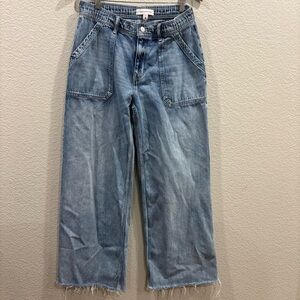 Lucky Brand Wide Leg Jeans Carpenter Style Raw Hem High Rise Women S Blue